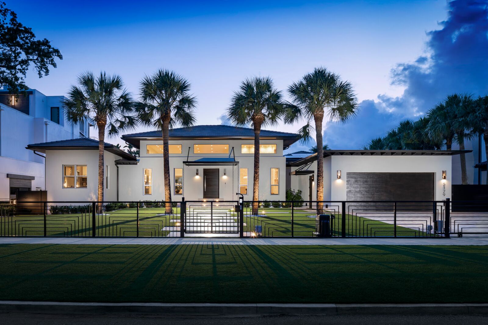 Front entry and gate of luxury Tampa home